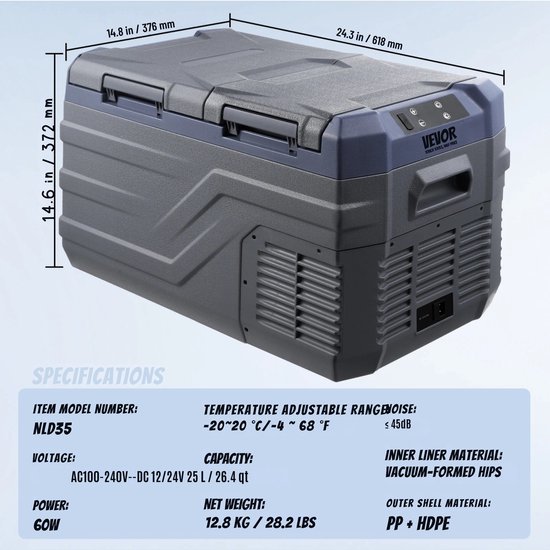 Damenzo - Auto koelbox - Auto koelkast - Koelbox elektrisch 12v - Koelbox - Koelboxen - Koelbox electrisch - Koelbox auto - Grijs van Merkloos — afbeelding 4