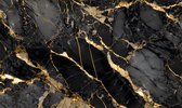 Zelfklevende vloerbedekking - Zwart en goud marmer effect - Antislip beschermlaag op rol - 60x100cm