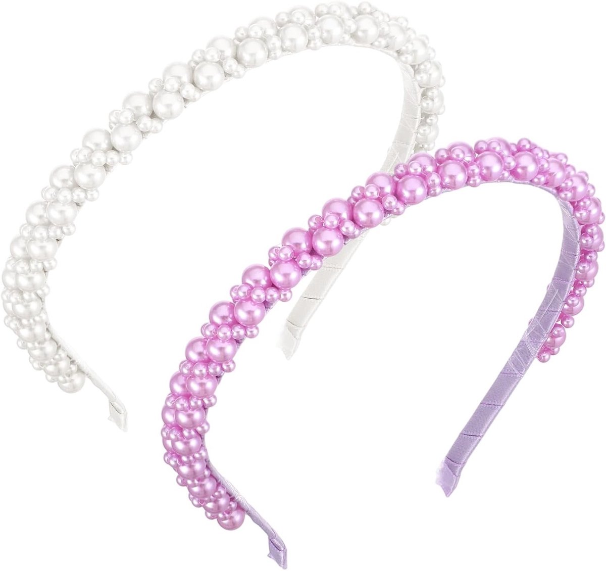 Elegante paarse en witte parel haarband - 2 stuks, kunstmatige parels, schattige en verfijnde haaraccessoires voor bruiloften en speciale gelegenheden