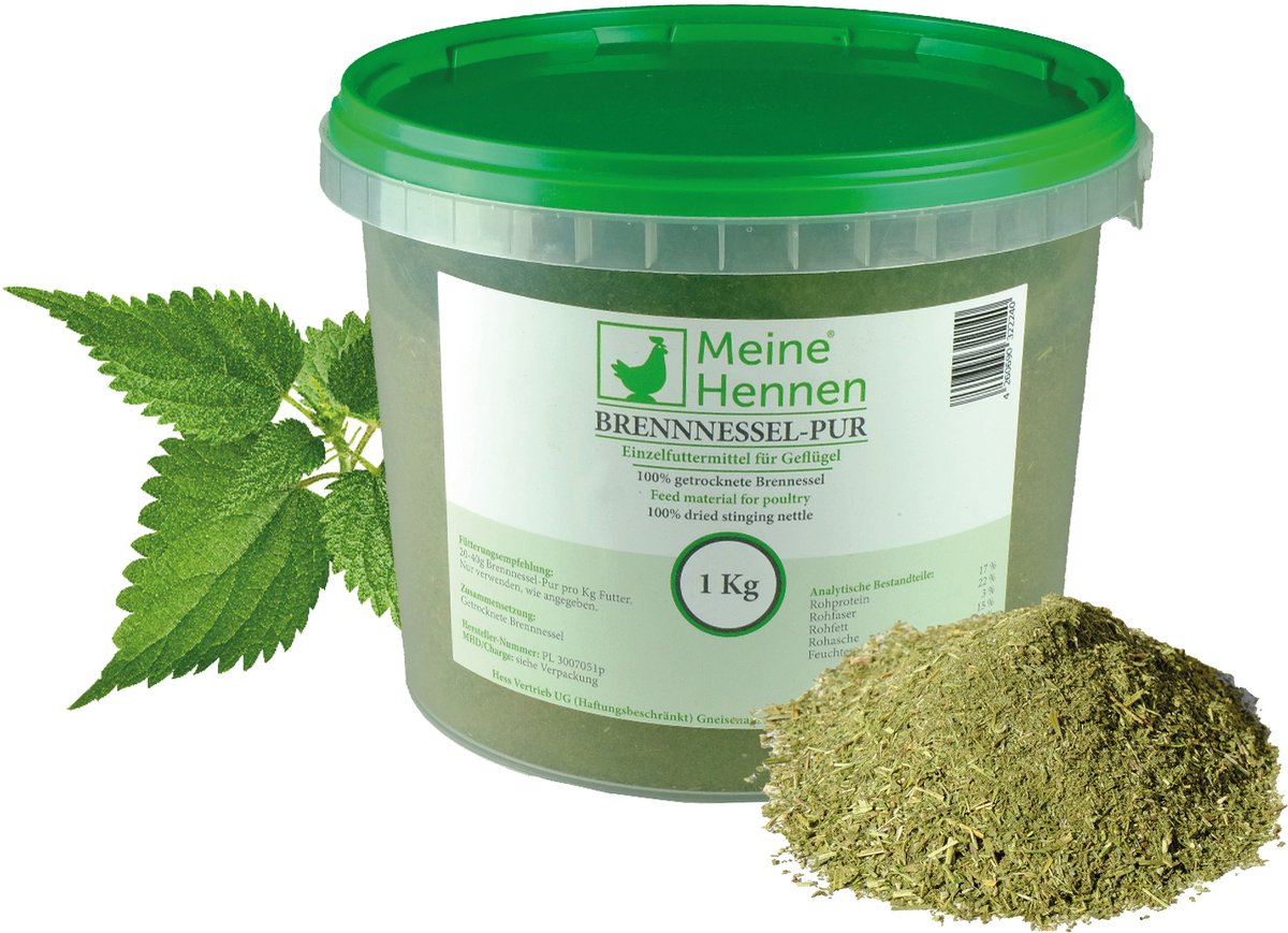 MeinWildvogel Brandnetel PUR – 1000g – Natuurlijk Enkelvoudig Voer voor Kippen & Pluimvee