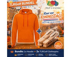 Oranje Hoodie Heren Fruit of the Loom (Maat XL) - Koningsdag Kleding - Oranje Trui Heren (Inclusief 2 TLRGolf Wasknijpers)
