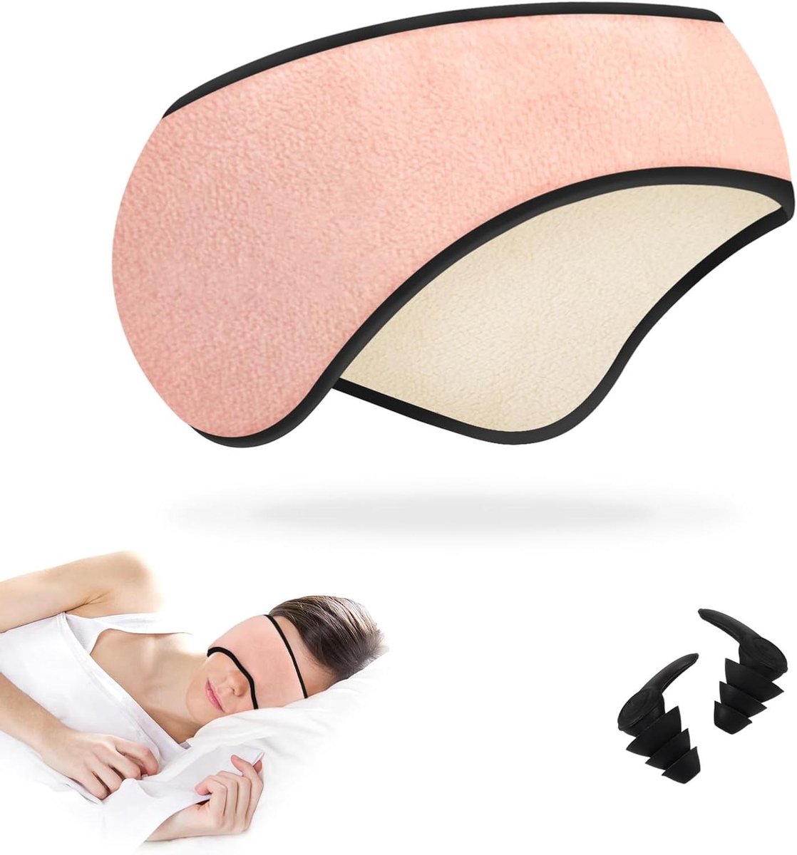 Slaapmasker met Oordopjes - Oogmasker Slaaphulpmiddel - Diepe Slaap Creëren - Superieure Lichtblokkering - Verstelbare Pasvorm - Roze