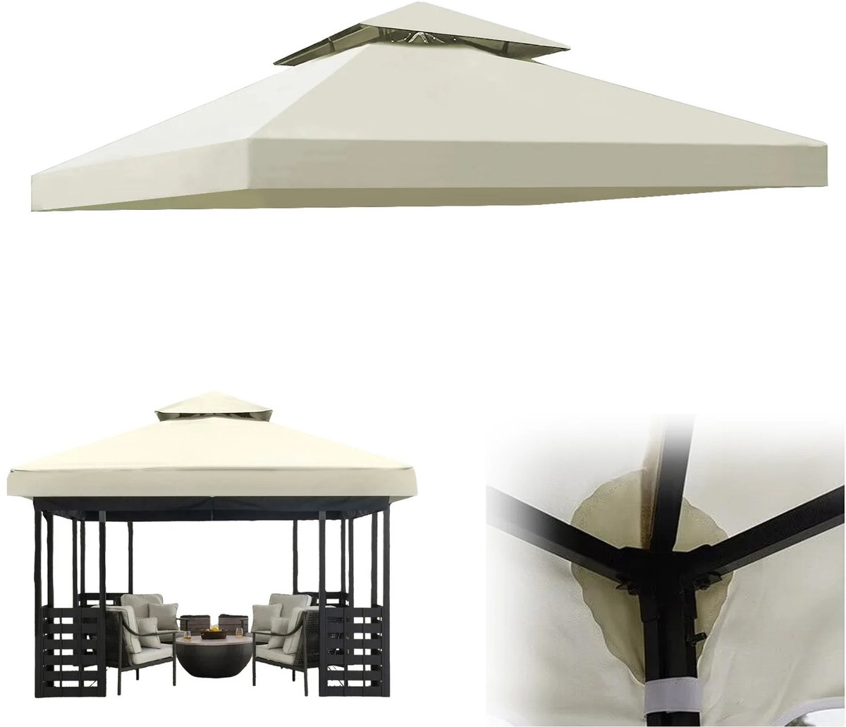 Vervangende canopyhoes 3x3m - voor partytent of gazebo - waterafstotend - beige