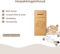 Verpakking van Zonovi 3-in-1 kinderbureau, met inhoud: bank/bureau, stiften & wisser, handleiding en gereedschap.