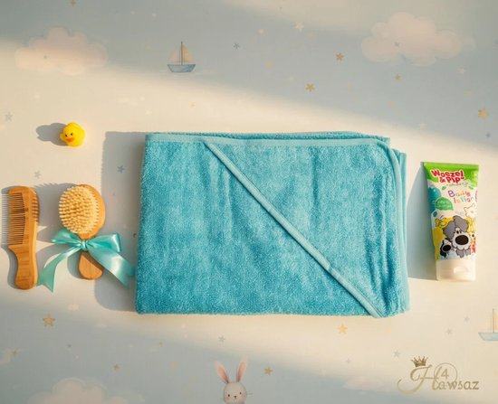 Gepersonaliseerde kraamcadeaus - Babygeschenksets 5 stuks - Hawsaz.nl cadeau - Baby verzorging - Geboortecadeau - babyshower - Babyset - Badcape - Genderneutraal baby cadeau van Hawsaz — afbeelding 4