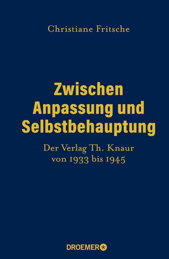 Boekomslag met donkerblauwe achtergrond en gele tekst: "Zwischen Anpassung und Selbstbehauptung" van Christiane Fritsche.