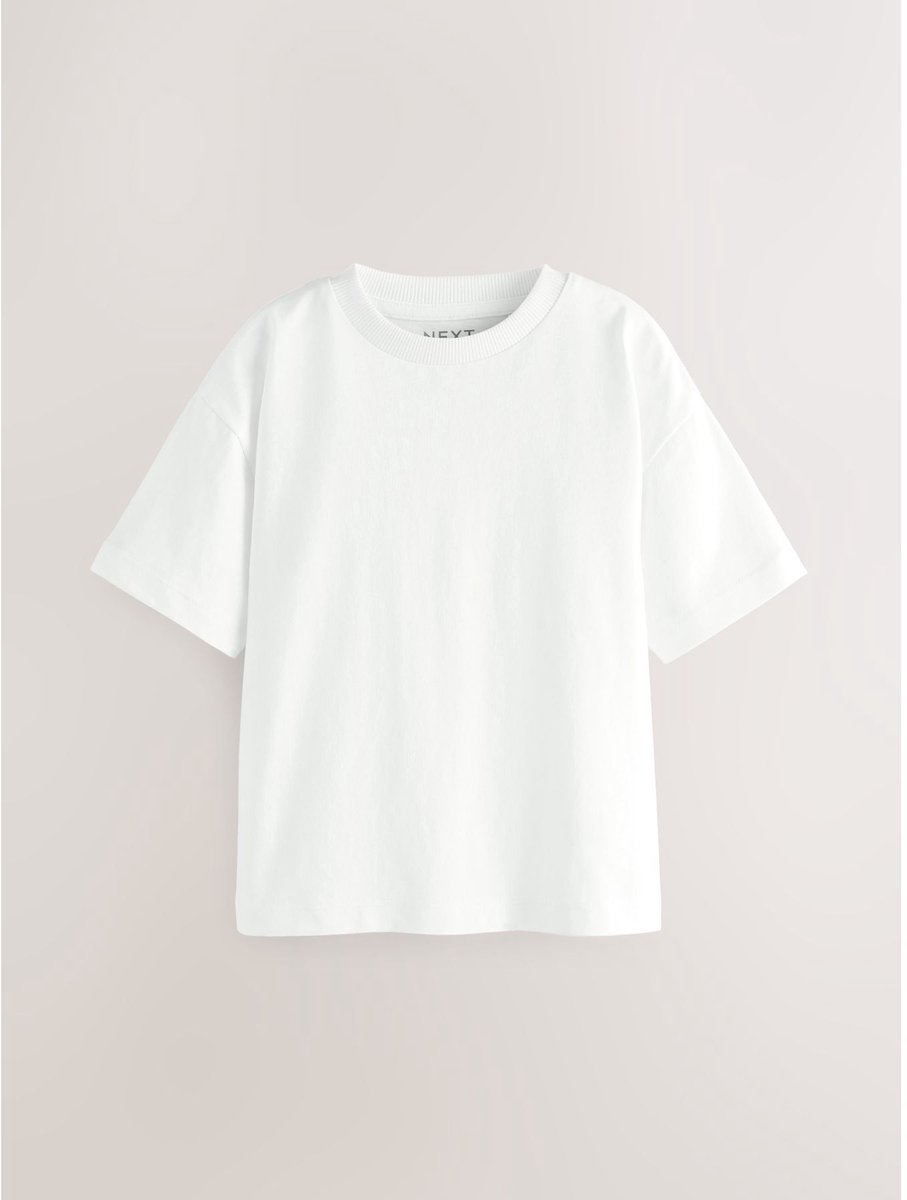 Next - Jongens - Effen T-shirt met korte mouwen - Wit
