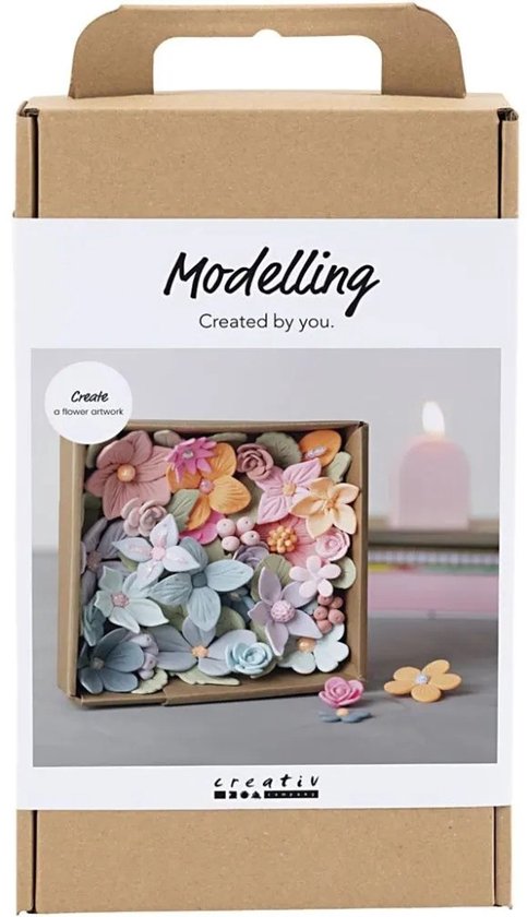 Creativ Company boetseerset bloemen pastelkleuren Silk Clay 3D kunstwerk.