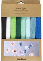 Creativ Company crêpepapier knutselpapier blauw groen harmonie 8 vel.