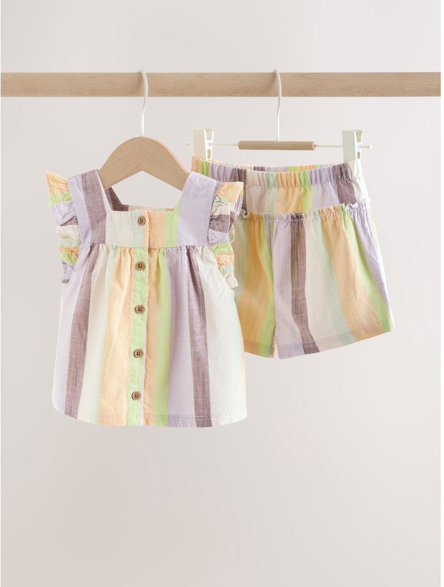 Next - Meisjes - 2-delige babyset van geweven top en short - Paars