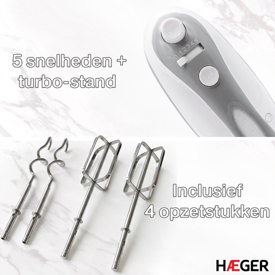 Haeger Max Mixer Handmixer - 500W - BL-5HW.011A van Merkloos — afbeelding 3