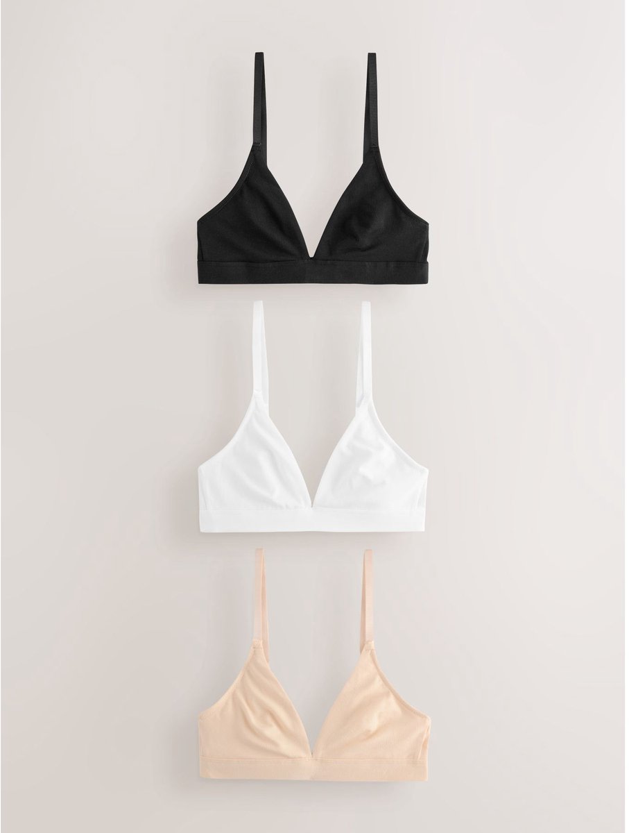 Next Dames - Set van 3 Ultimate Comfort balconettebeha's van een katoenmix - Zwart Black/White/Pastel Rose Nude