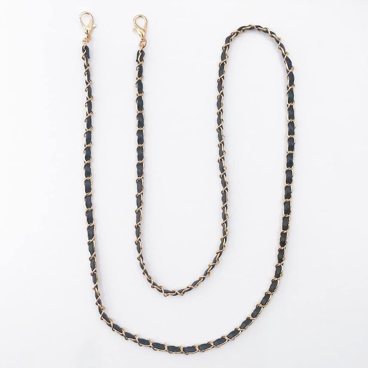 Metalen schouderriemketting voor handtassen en portemonnees, vervangende draagriem, zwart, 120 cm, stijlvol en duurzaam
