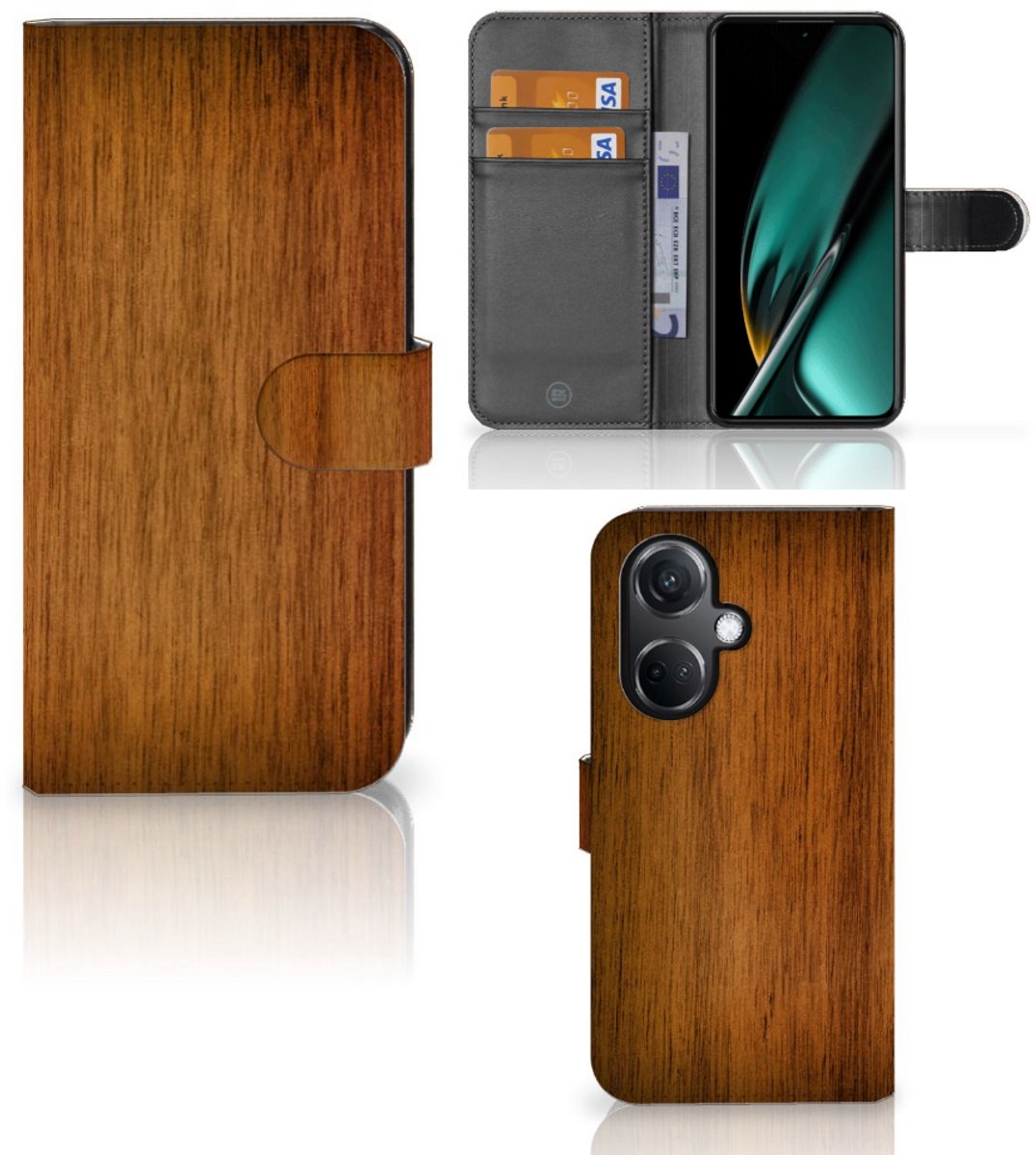 OnePlus Nord CE 3 Book Style Case Donker Hout