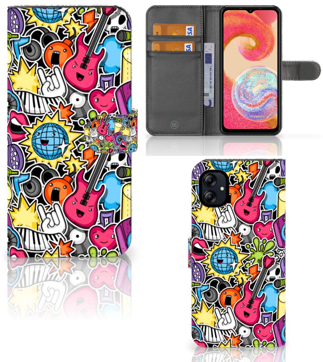 Boekhoesje voor Samsung Galaxy A04e Wallet Case met Pasjes Punk Rock