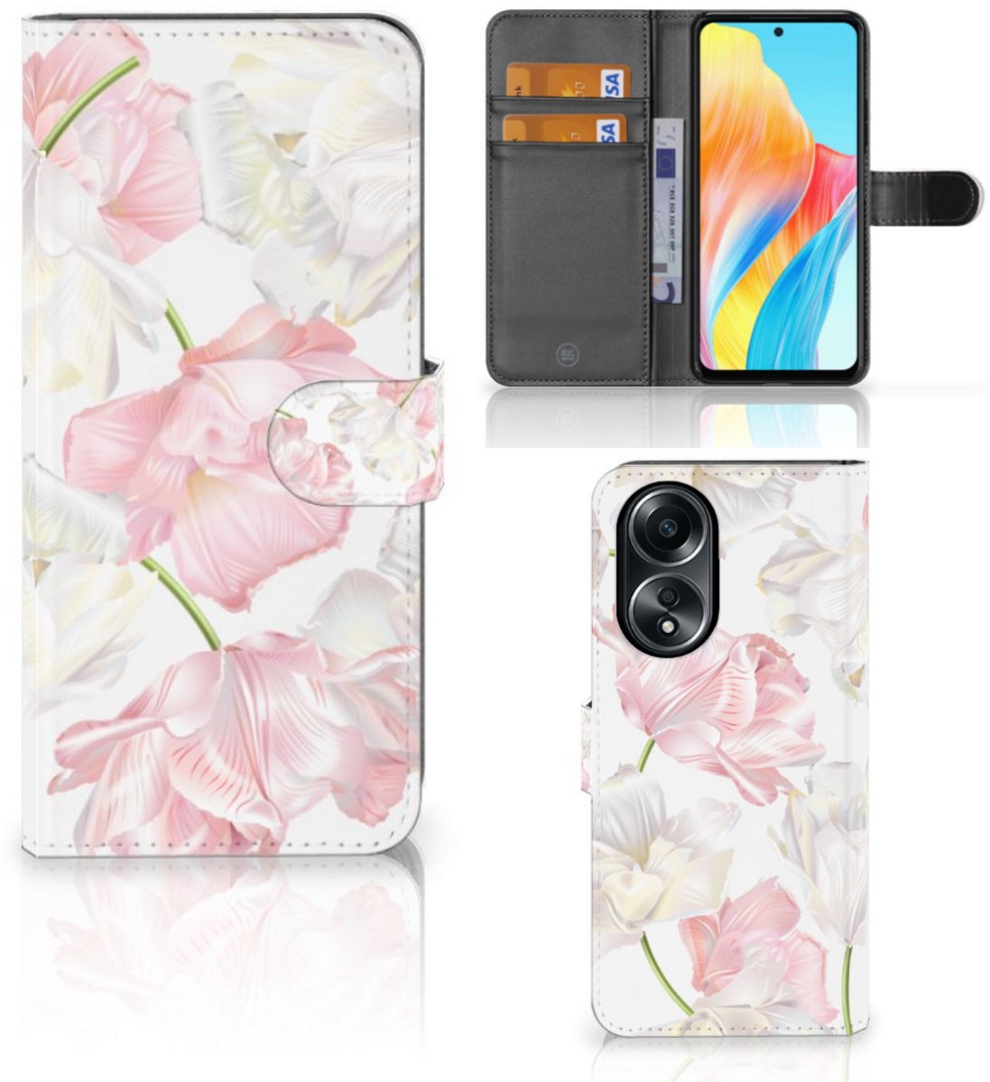OPPO A58 4G Hoesje Lovely Flowers