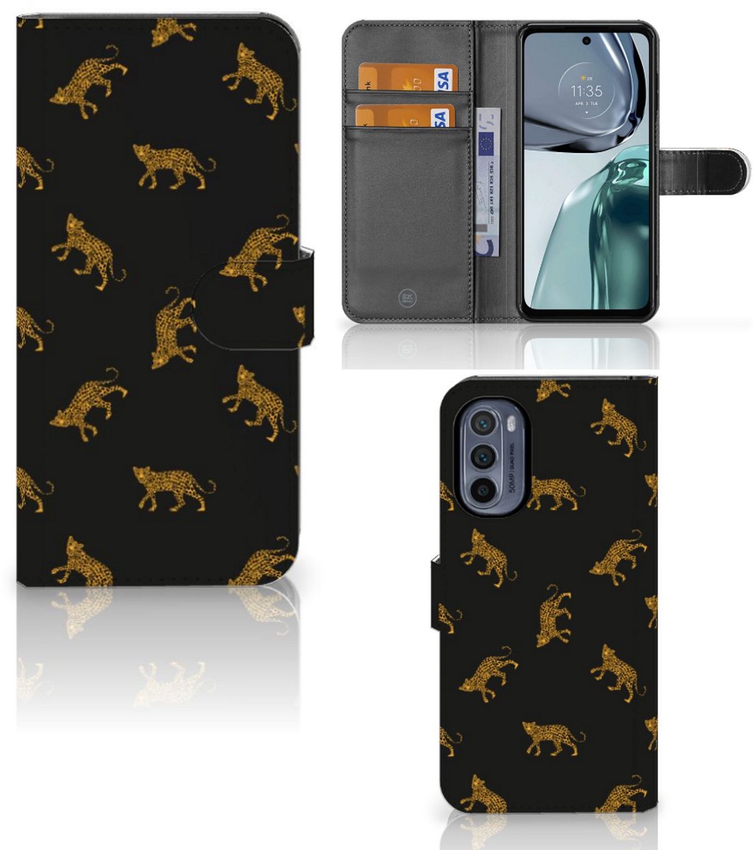 Telefoonhoesje met Pasjes voor Motorola Moto G62 5G Leopards