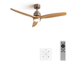 CREATE - Plafondventilator 40W silent 100% hout verschillende maten - S - Met licht - Controller voor wandmontage - WIND STYLANCE NATURAL WOOD