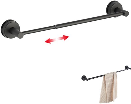 Handdoekhouder, boren aan de muur, handdoekstang, zwart, mat, roestvri Handdoekhouder, boren aan de muur, handdoekstang, zwart, mat, roestvri