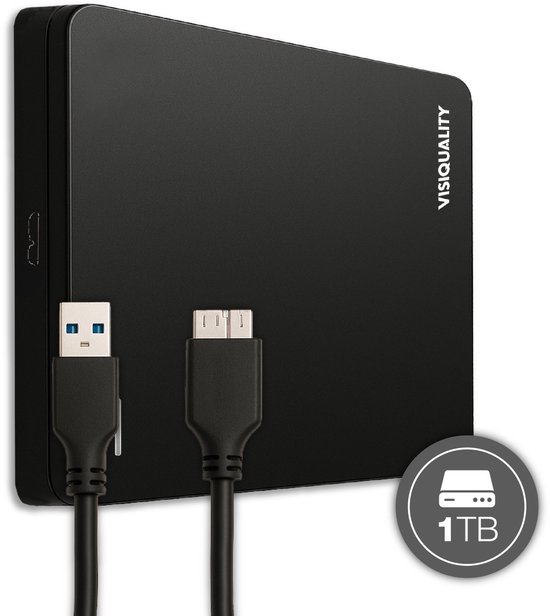 VisiQuality High-Speed Externe Harde Schijf 1 TB - Draagbare Harde Schijf USB 3.0 - Voor Windows & Mac - Xbox & PS4 games - Compact - Met handleiding - Zwart