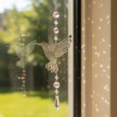 Zonnevanger Kolibrie – Suncatcher met Kristallen – Raamhanger & Raamdecoratie – Regenboog Effect – Zilverkleurig