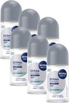 NIVEA MEN Derma Control Clinical Ultra Comfort Deodorant Roller- 100u Anti‑transpirantbescherming - Pro‑Vitamine B5 - Voordeelverpakking - 6x50ml