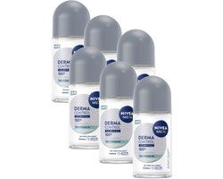 NIVEA MEN Derma Control Clinical Ultra Comfort Deodorant Roller- 100u Anti‑transpirantbescherming - Pro‑Vitamine B5 - Voordeelverpakking - 6x50ml