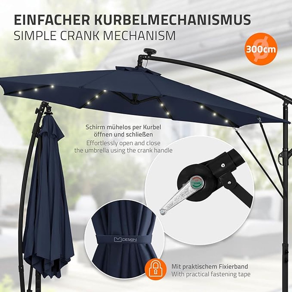 XXL Terrasparasol Bellavero Tropico 390 x 200 cm – Extra Grote Tuinparasol met Kurbel, UV-bescherming UPF 50+, Windbestendig en Geventileerd, Waterdicht, Voor Balkon, Tuin, Patio en Zwembad – Bella...