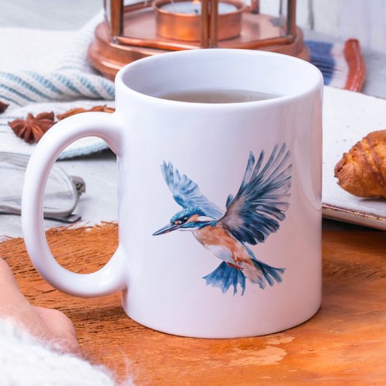 Ijsvogel mok - Mooie koffiemok van 330 ml met ijsvogels - Mok van keramiek met vogels