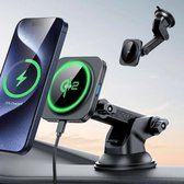 ESR HaloLock Holder - Support de téléphone magnétique pour fenêtre/tableau de bord de voiture - Compatible avec MagSafe / Qi2 - Chargement sans fil 15W - Zwart