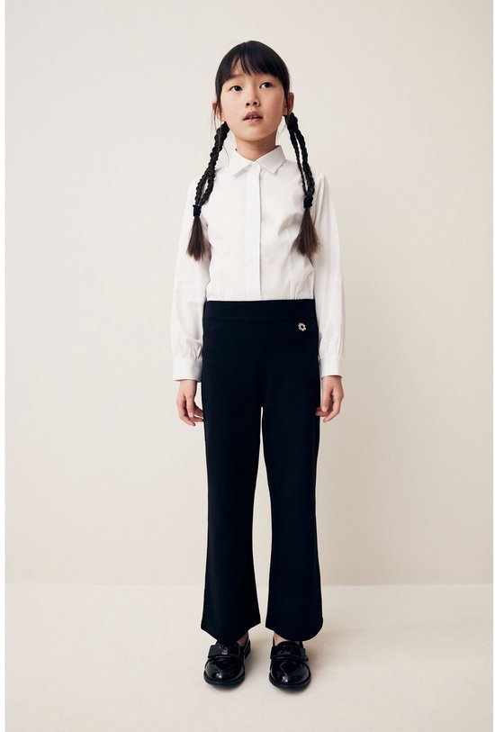 Next - Meisjes - 2 schoolbroeken met hoog aandeel katoen, stretchy, bootcut en elastische tailleband - Zwart