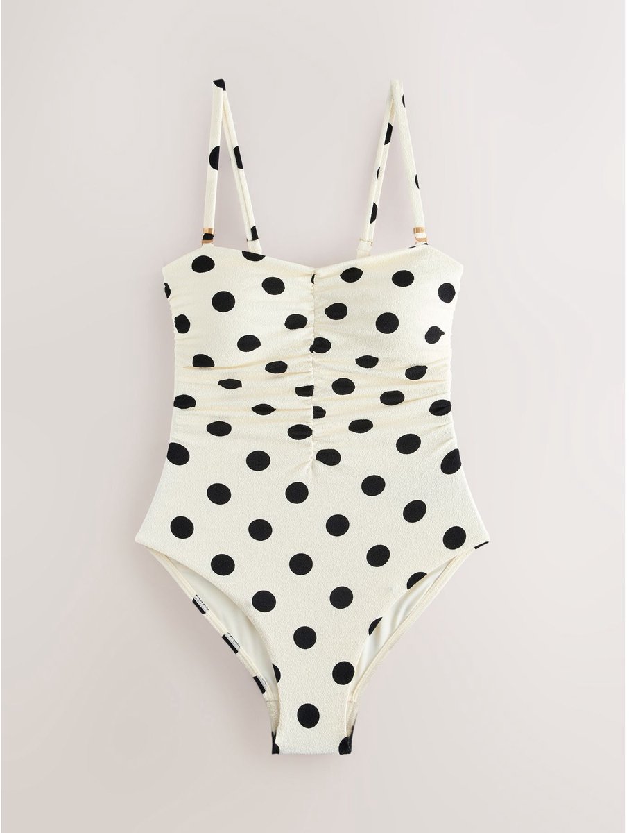 Next Dames - Vormgevend, buikcorrigerend bandeaubadpak - Tall - Zwart Monochrome Spot