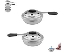2 stuks - Mini-alcoholbrander - 15.5*9.5*4.5cm - Fonduebranders - Draagbare Alcoholbranders - Geschikt voor noodkoken op de camping - zilver - openlucht - met Winddichte Functionaliteit