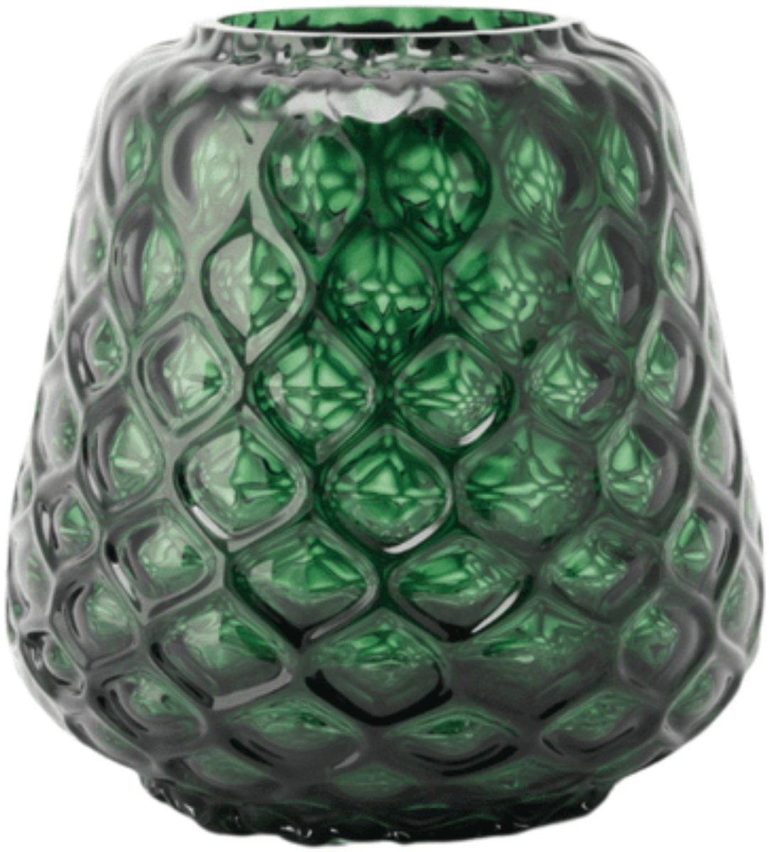XLBoom Kuro Prism Small Moss – Mondgeblazen glazen vaas met geometrisch patroon – Kleur Moss groen – Design woonaccessoire