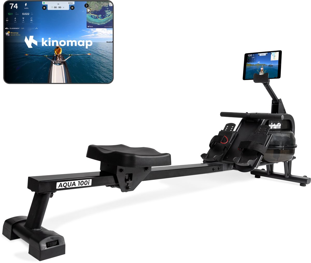 Bol.com VirtuFit AQUA100i Roeimachine met Waterweerstand - Enkele Rail - Incl. Display, Tablethouder en Transportwielen - Kinoma... aanbieding