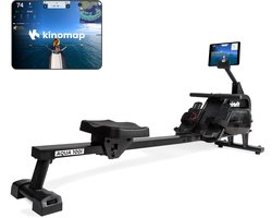 VirtuFit AQUA100i Roeimachine met Waterweerstand - Enkele Rail - Incl. Display, Tablethouder en Transportwielen - Kinomap & Fitshow - Max. 120 kg en 200 cm - Roeiapparaat - Roeitrainer