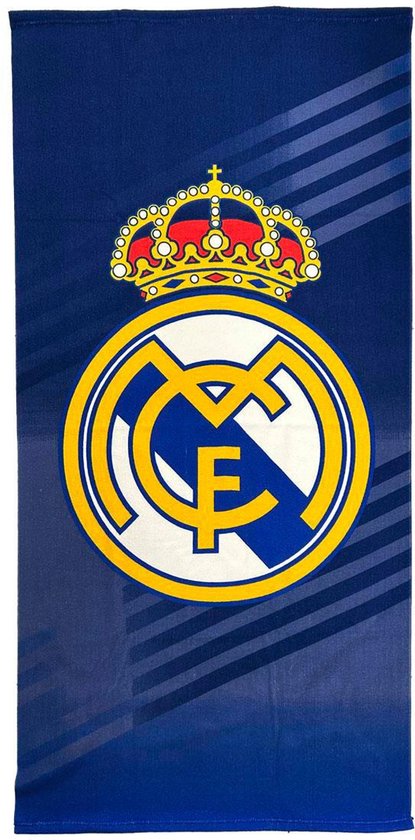 Real Madrid Strandlaken - Polyester Handdoek - 70 x 140 cm - Blauw - Officieel Gelicenseerd
