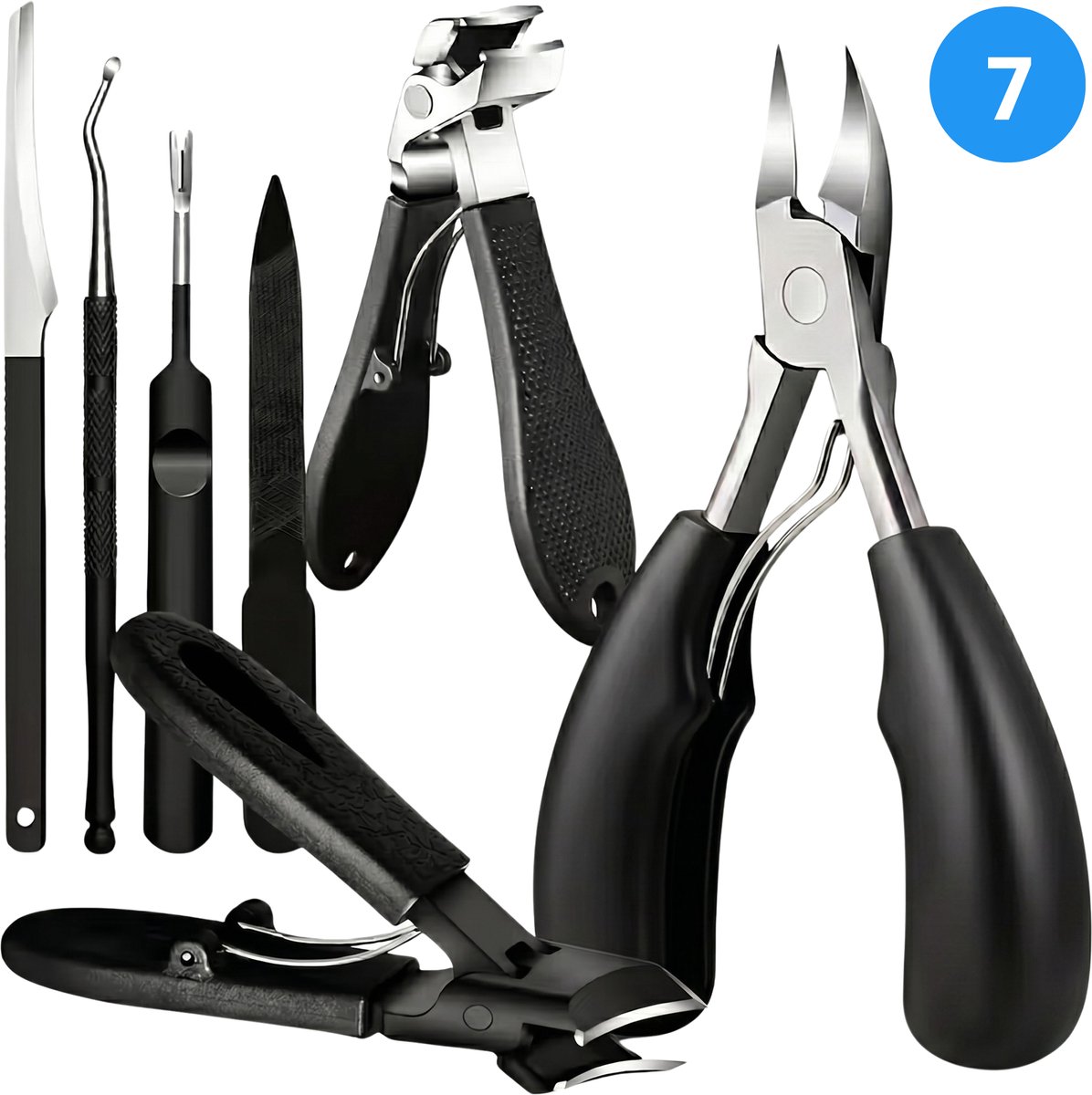Goodli Nagelknipper Set 7-Delig - Nageltang voor Ingegroeide Teennagel - Teennagelknipper voor Dikke Nagels - Kalknagel - Pedicure Set RVS