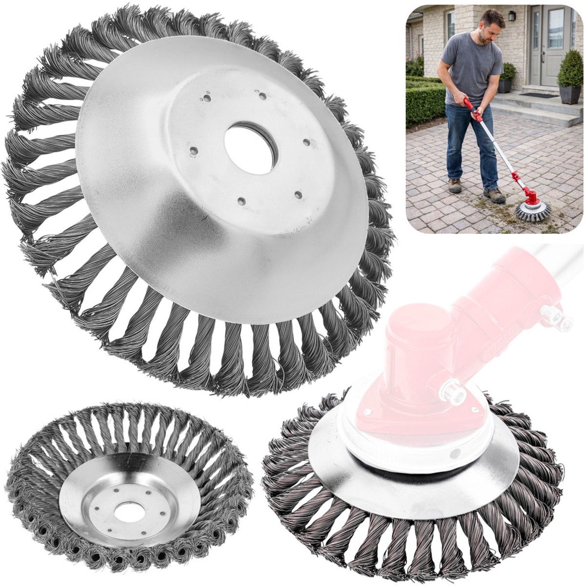 MOZY® - Stalen Onkruidborstel - 150 mm - Universeel - voor Bosmaaier - Kantenmaaier - Voegenborstel - Onkruidverwijderaar - Draadborstel