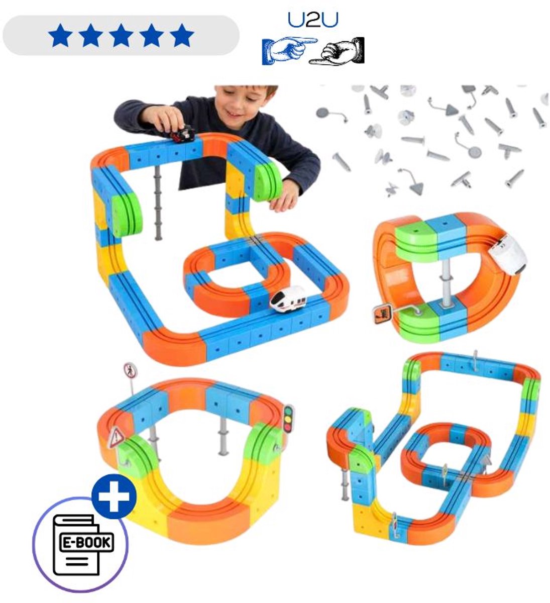 Magnetische Bouwblokken Race Track en Treinbaan Set 100 Delig - Educatief Constructiespeelgoed - 3D Magnetische Racebaan met Treinen en Rails - STEM Speelgoed Kinderen - Creatief Bouwspeelgoed - Magnetisch Speelgoed Met Ebook