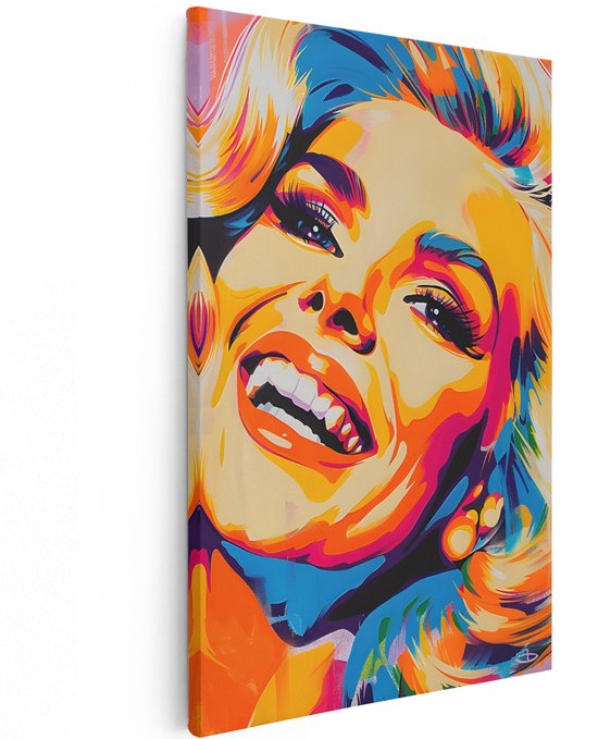 Artaza Canvas Schilderij Marilyn Monroe - 40x60 cm - Pop Art Wanddecoratie - Muurdecoratie Portret Vrouw - Kleurrijk Schilderijen Op Canvas