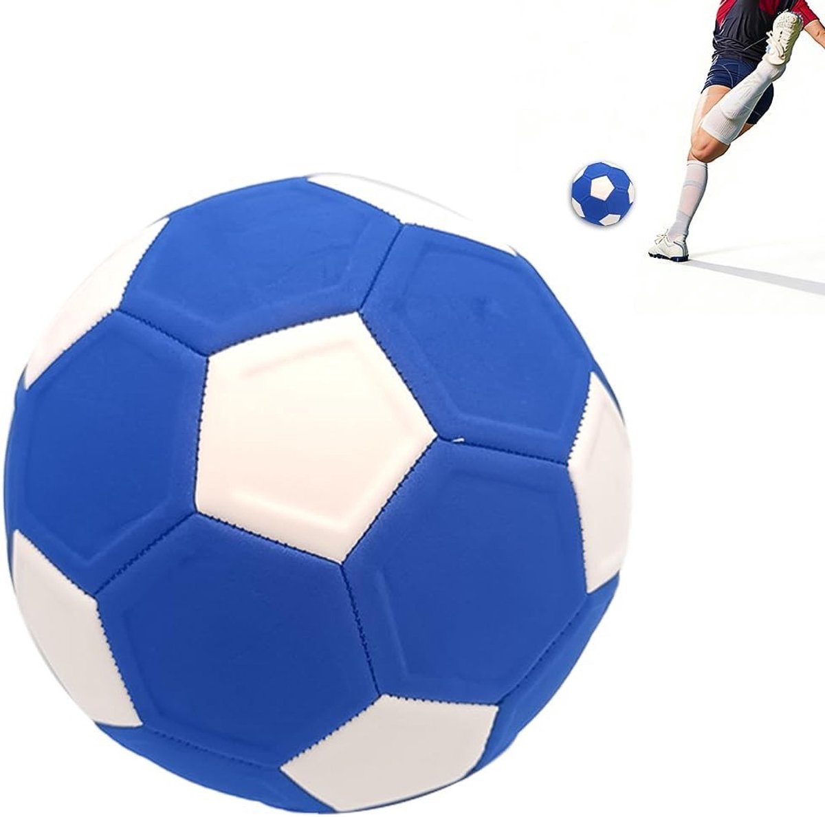 Flexibele Voetbal van EVA Rubber Maat 5 voor Volwassenen - Ideaal voor Training Binnen en Buiten - Blauw