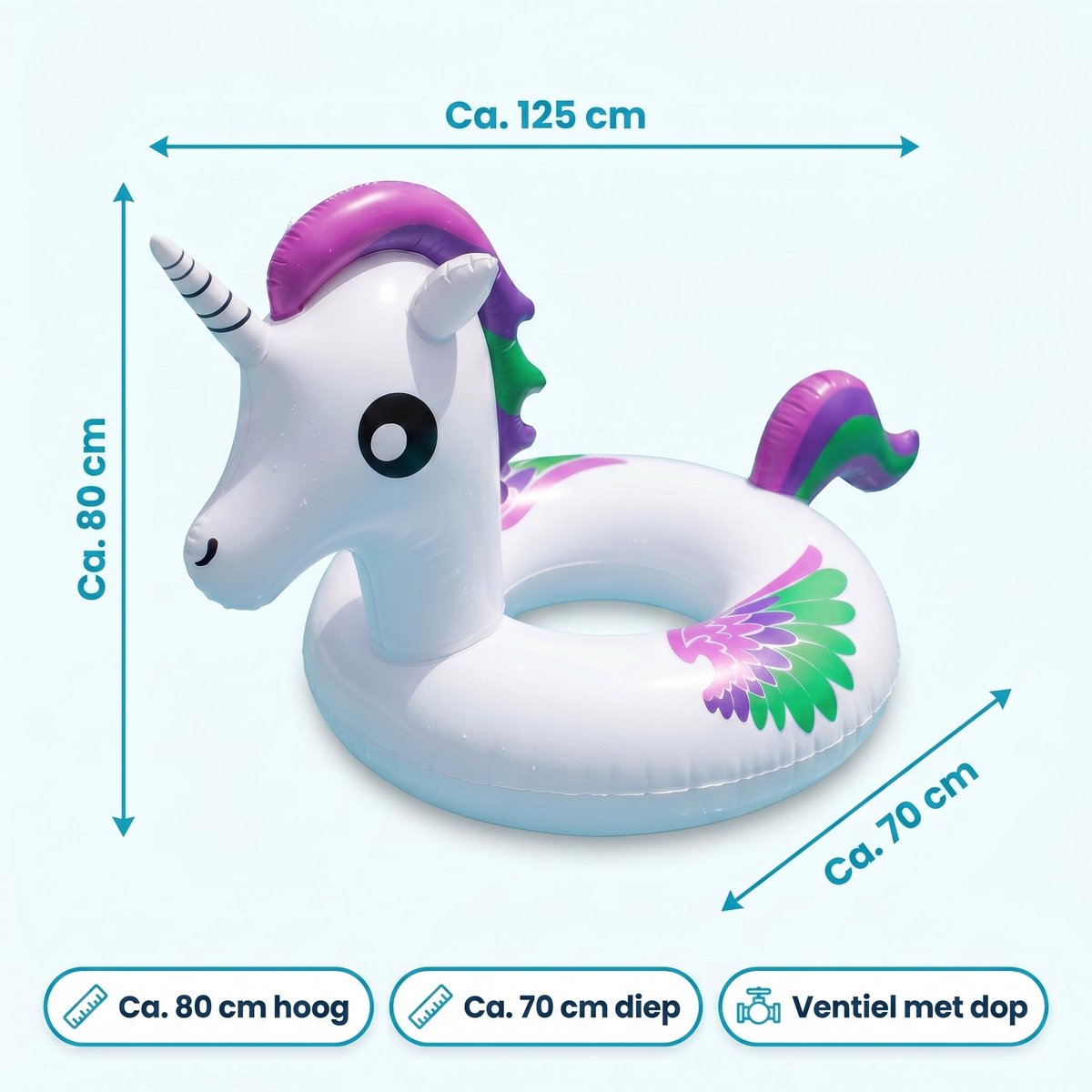 Cheqo® Zwemring Eenhoorn - Opblaasbaar Unicorn Zwemband voor Kinderen en Peuter - Waterspeelgoed voor Zwembad en Strand - Pool Float Ring - Buitenspeelgoed - Zomerspeelgoed voor Meisjes - Opblaasbare Zwemband - Strandspeelgoed - Zomerplezier – foto 5