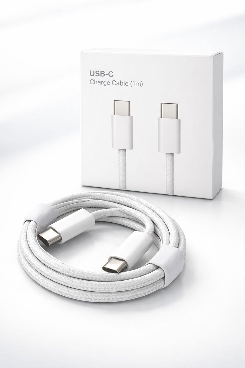 USB-C Oplader - Snellader - 1m - Wit - geschikt voor Apple, Android