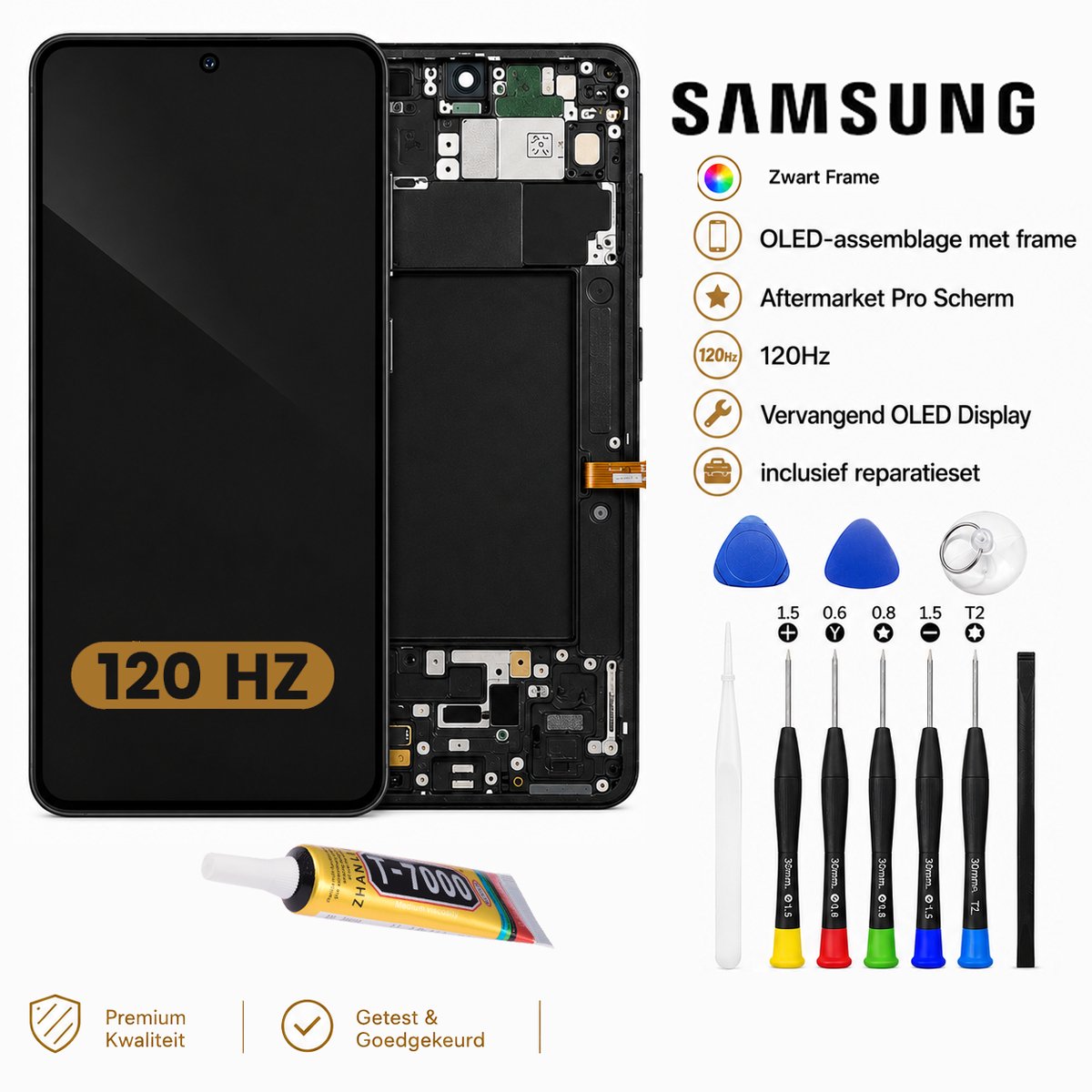 OLED SCHERM met frame Samsung Galaxy S22 Ultra 5G – Aftermarket Pro – 120Hz – Incl. Reparatieset & GLUE