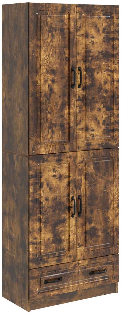 vidaXL Kast - Set - 2 - st - Gerookt - eiken - 66 - x - 34,5 - x - 92 - cm - Bewerkt - hout Gerookt eiken