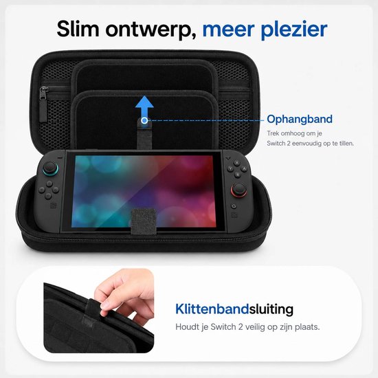 BOTC Case Geschikt voor Nintendo Switch 2 - Met opbergvak voor 12 games - Hoesje Geschikt voor Switch 2 - Waterdicht en schokbestendig - Zwart