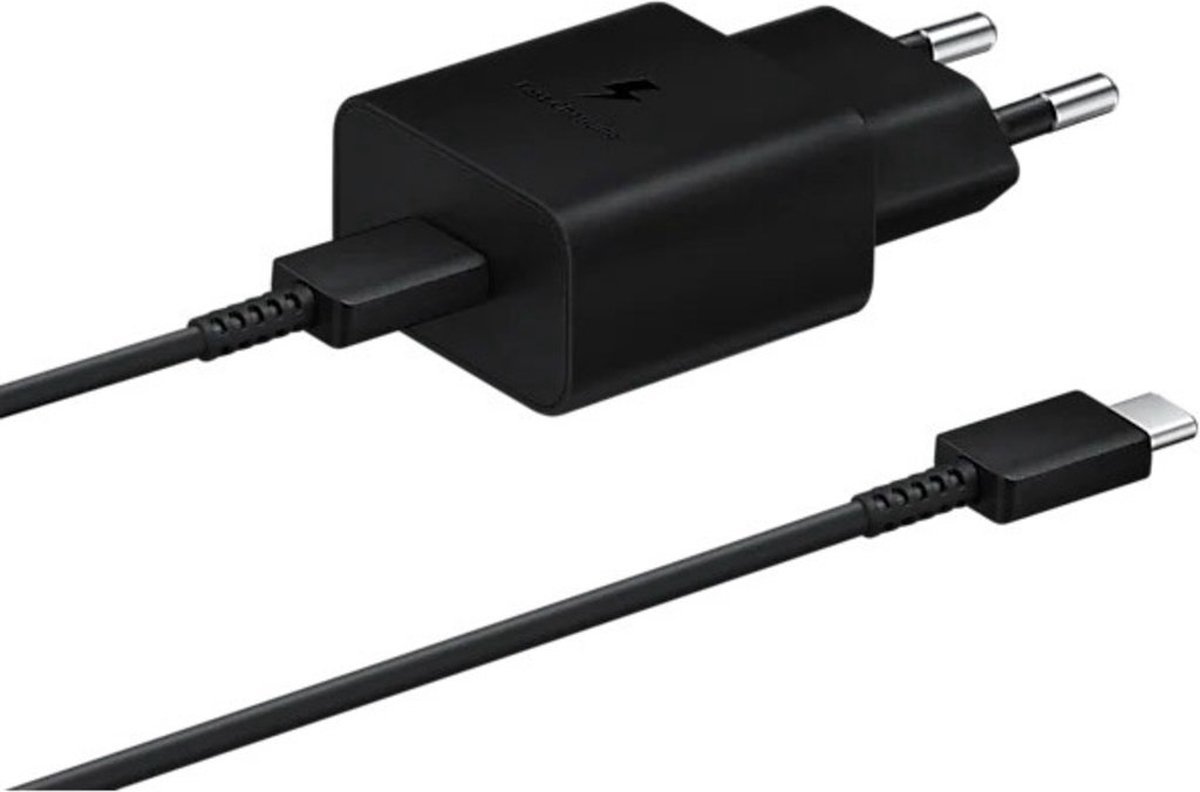 Samsung Oplader 15W Power Adapter Fast Charge - incl. USB-C naar USB-C kabel - Zwart