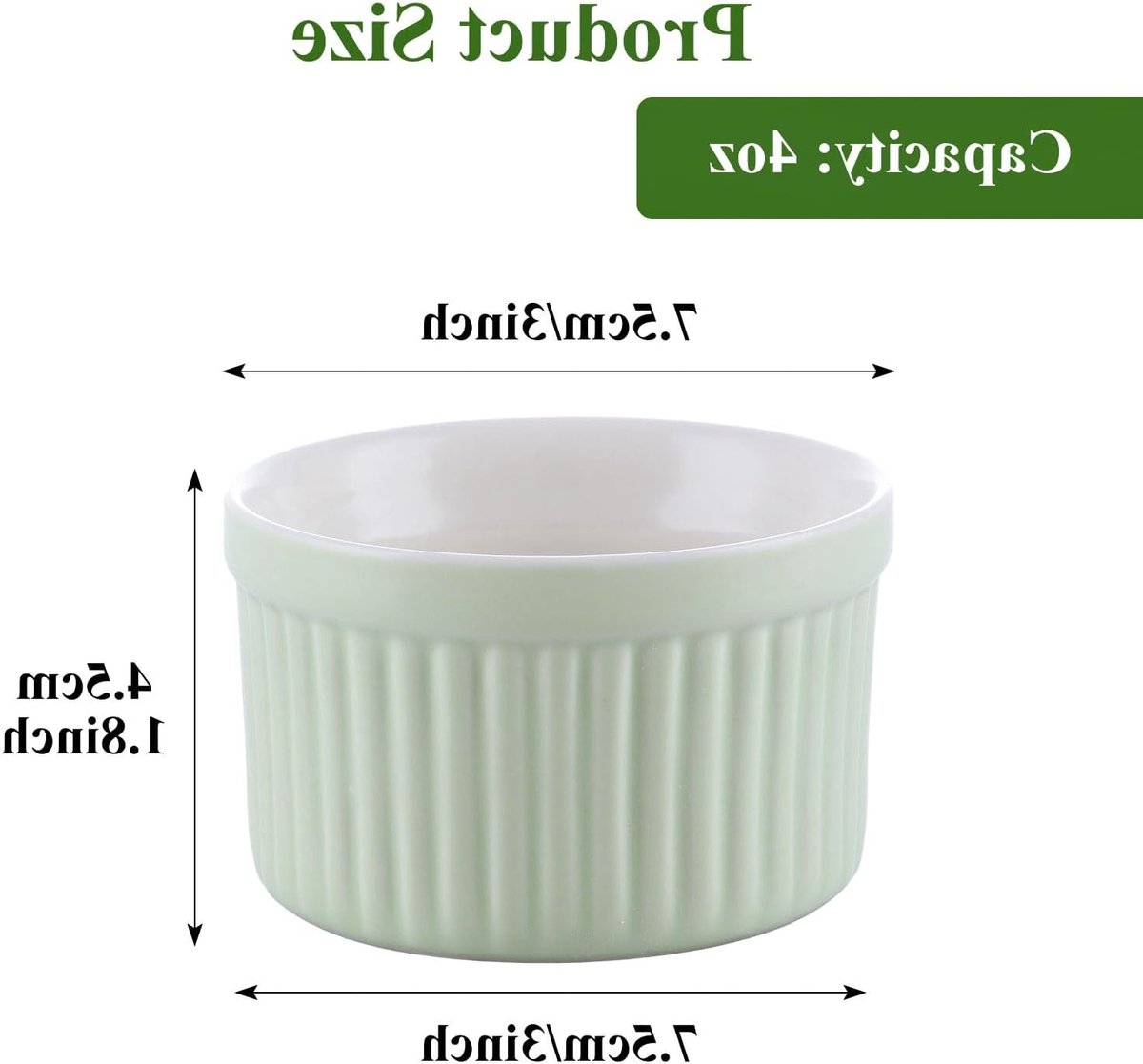 Set van 8 Kleine Porseleinen Ramekins 120ml voor Airfryer, Soufflé, Pudding en Dips - Groen — cadeau in Koken & Dineren - foto 5