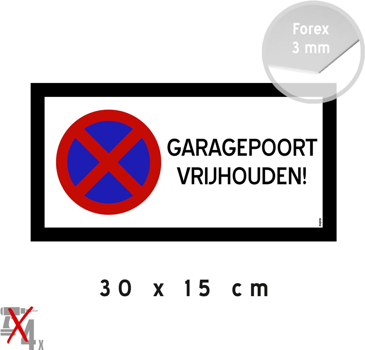 Pictogram/ bord | "Garagepoort vrijhouden" | 30 x 15 cm | Kunststof | Vrijlaten | Privé | Hier niet parkeren | Uitrit | Poort | 1 stuk